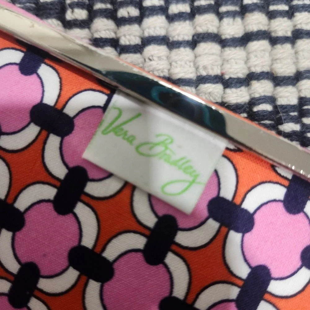 Vera Bradley Pink Orange Floral Photo Album Card Holder Hard Shell Case Wallet